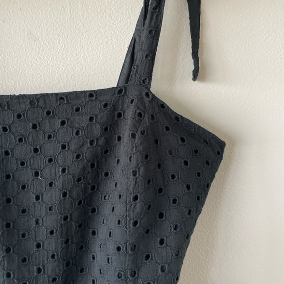 House of Harlow 1960 tank top with tie straps medium women's shirt eyelet black - Picture 4 of 13